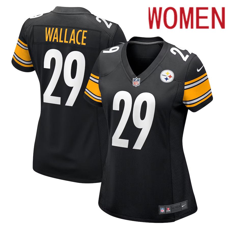 Women Pittsburgh Steelers #29 Levi Wallace Nike Black Game Player NFL Jersey->women nfl jersey->Women Jersey